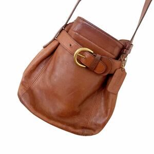 Vintage Coach Brown Leather Belted Soho Crossbody Bucket Bag 4156
